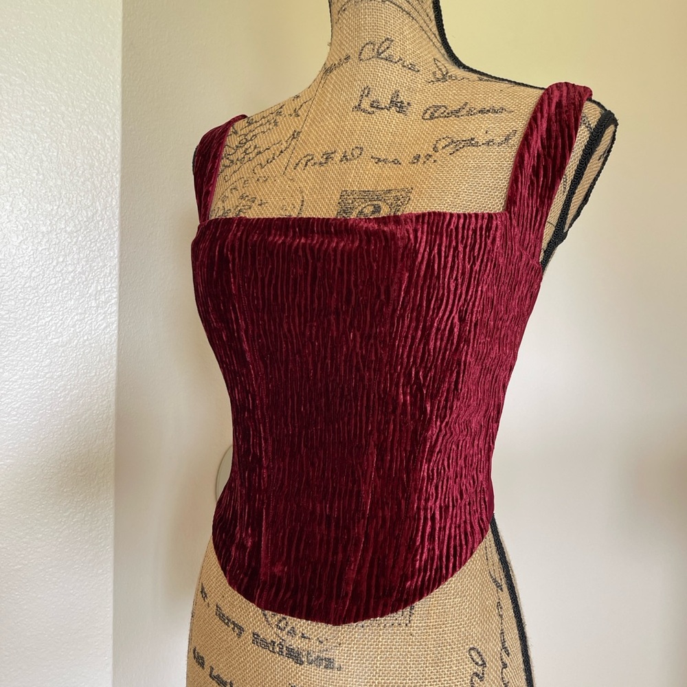 Naked Wardrobe Burgundy Velvet Corset